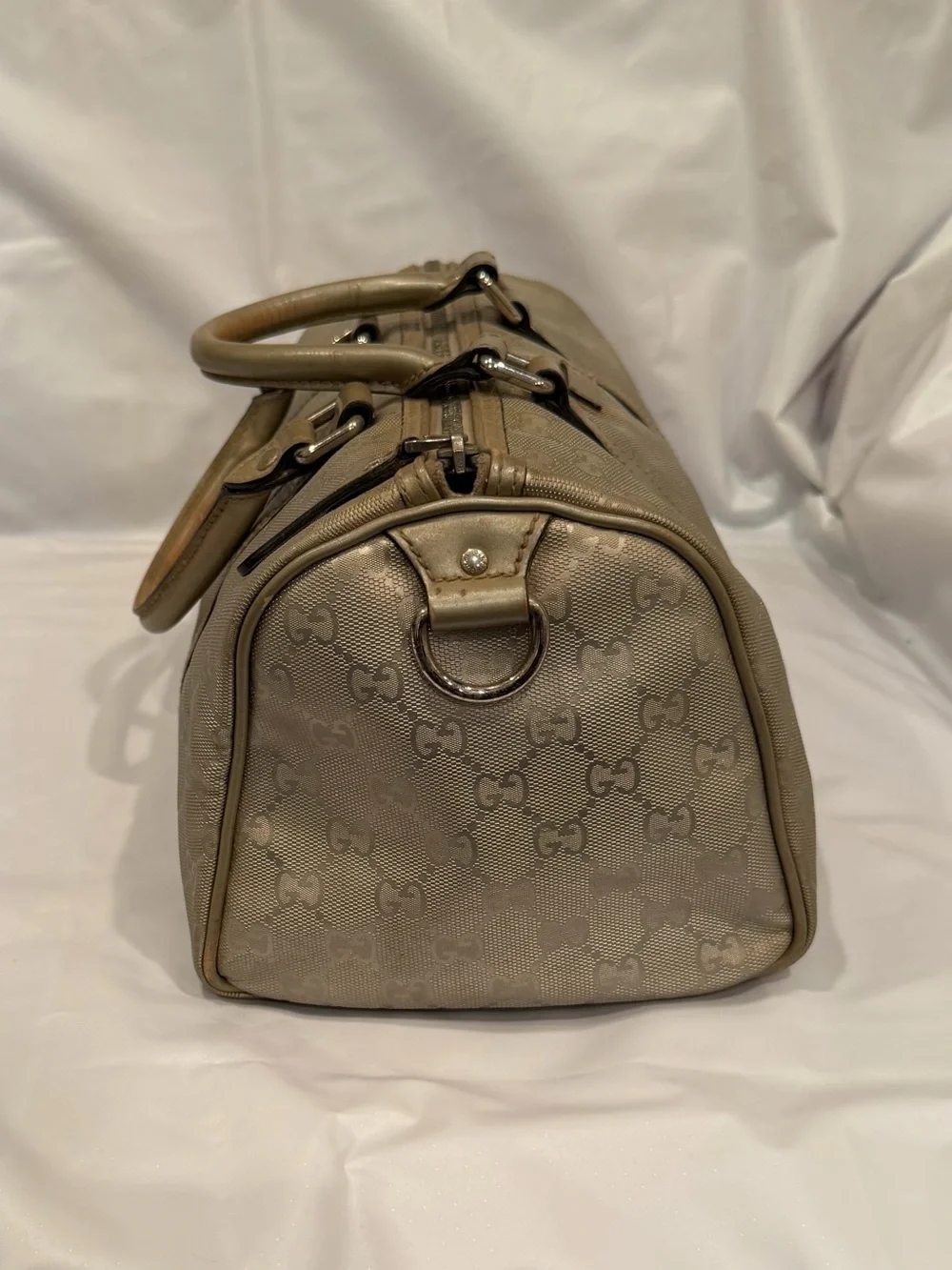 Gucci Taupe GG Monogram Boston Bag